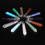 12pcs Hexagonal Column Pendant Natural Crystal Quartz Carnelian Opalite