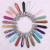 12pcs Hexagonal Column Pendant Natural Crystal Quartz Carnelian Opalite