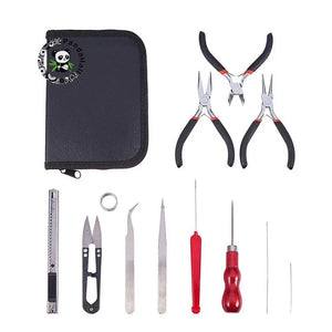 12pc Jewelry Tool Set for DIY Making with Pliers, Scissors, Pins, Ring Tweezers