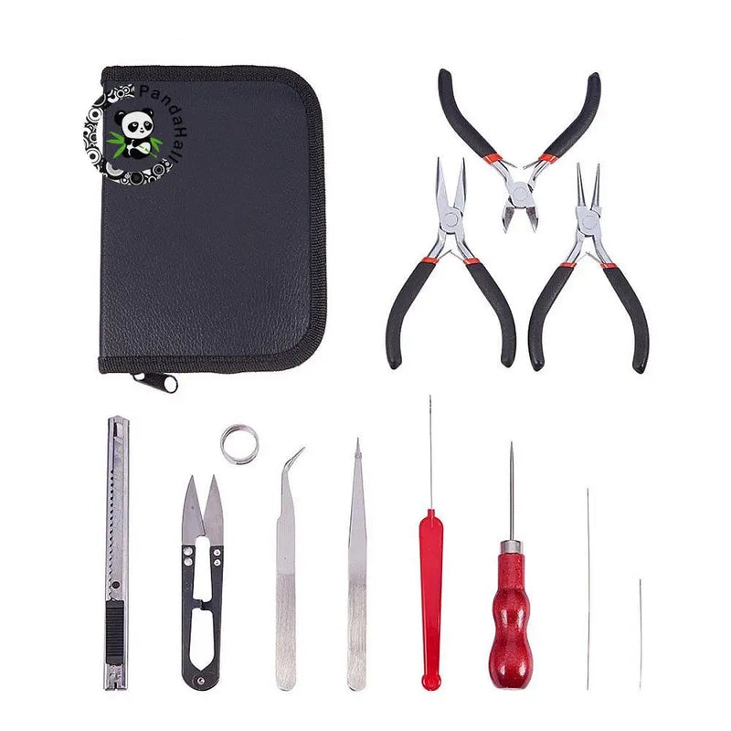 12pc Jewelry Tool Set for DIY Making with Pliers, Scissors, Pins, Ring Tweezers