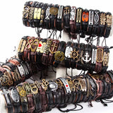 12pcs Leather Bracelet Wristband Bangle Lots Bulk Cuff Men Women