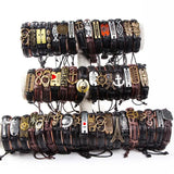 12pcs Leather Bracelet Wristband Bangle Lots Bulk Cuff Men Women