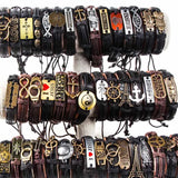 12pcs Leather Bracelet Wristband Bangle Lots Bulk Cuff Men Women