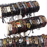 12pcs Leather Bracelet Wristband Bangle Lots Bulk Cuff Men Women