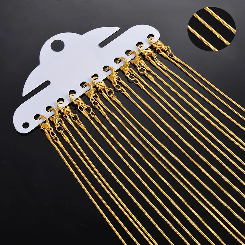 12pcs 1.2mm Snake Chain Link Necklace DIY Jewelry Making 40/45/50/60cm