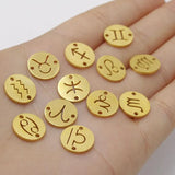 12MM Round Zodiac Charms Mirror Polished Discs - 12pcs/Lot
