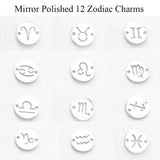 12MM Round Zodiac Charms Mirror Polished Discs - 12pcs/Lot