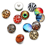 Animal Skin Pattern Glass Charm 18mm Snap Button Jewelry