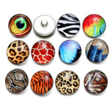 Animal Skin Pattern Glass Charm 18mm Snap Button Jewelry