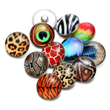 Animal Skin Pattern Glass Charm 18mm Snap Button Jewelry