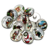 12pcs Christmas Stamp Glass Charm Snap Button Jewelry For 18mm Bracelet KZ0499