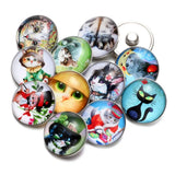 12pcs Cat Glass Charm 18mm Snap Button Jewelry For Snaps Bracelet KZ0503