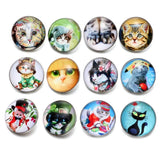 12pcs Cat Glass Charm 18mm Snap Button Jewelry For Snaps Bracelet KZ0503