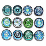 12pcs Green Exotic Pattern Glass Charm 18mm Snap Button Jewelry