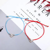 12pcs Minimalist Heart Pendant Charms Bracelets Knitted Rope Chain Anklets