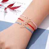 12pcs Minimalist Heart Pendant Charms Bracelets Knitted Rope Chain Anklets