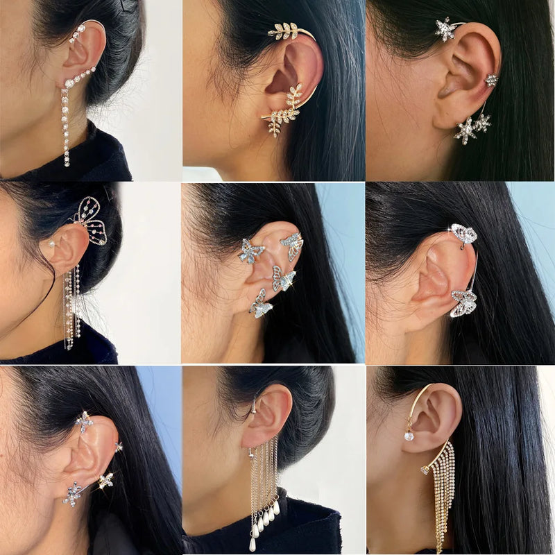 Mixed Metal Butterfly Ear Clips Without Piercing for Women