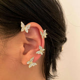 Mixed Metal Butterfly Ear Clips Without Piercing for Women