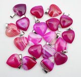 12pcs Agates Cat Eyes Stone 20mm Heart Pendant for Diy Jewelry
