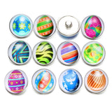 12pcs Painted Eggshell Glass Charm 18mm Snap Button Jewelry