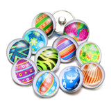 12pcs Painted Eggshell Glass Charm 18mm Snap Button Jewelry