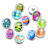 12pcs Painted Eggshell Glass Charm 18mm Snap Button Jewelry