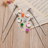 12pcs Mix Flower Tassels Hair Sticks Beads Pendant Vintage Silver
