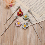 12pcs Mix Flower Tassels Hair Sticks Beads Pendant Vintage Silver