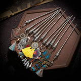 12pcs Mix Hairpin Hair Accessories For Girls Woman Jewelry Vintage Sticks Silver