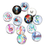 12pcs Rock Music Symbol Glass Charm 18mm Snap Button Jewelry For Bracelet