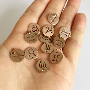12pcs Rose Zodiac Pendant Charms DIY Jewelry Necklace Bracelet Accessories