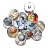 Vintage Hot Air Balloon Glass Charm Snap Button Jewelry