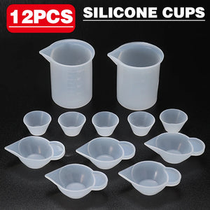 12pcs Mix Cup Silicone Mold Epoxy Resin Tools DIY Jewelry Making Kit