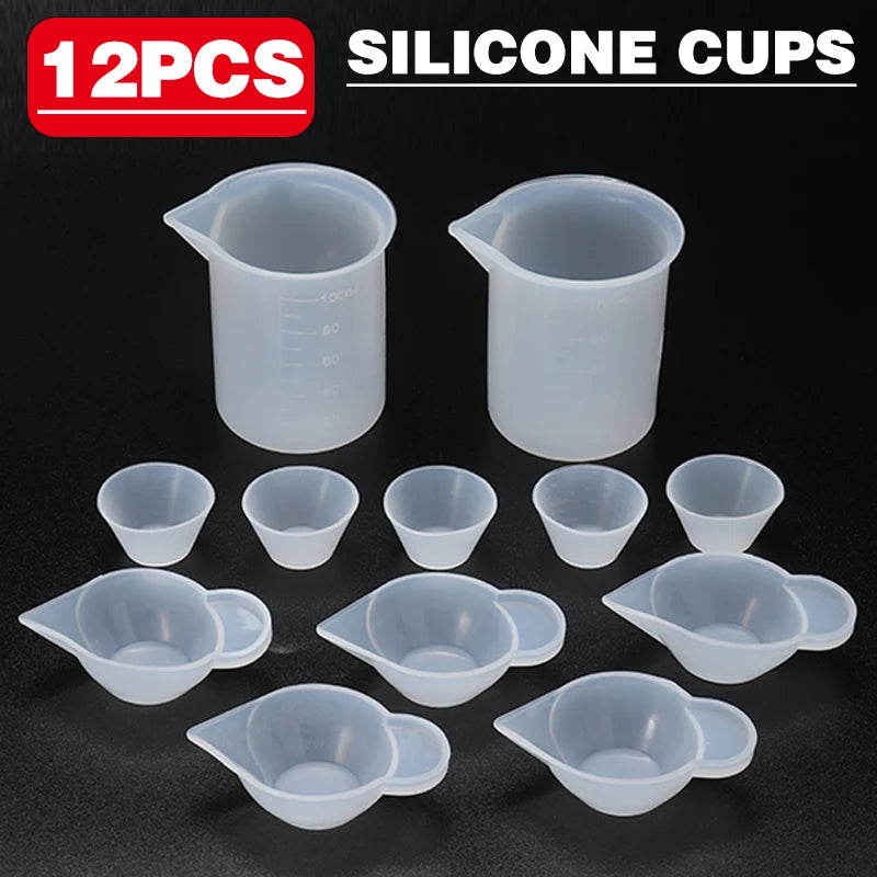12pcs Mix Cup Silicone Mold Epoxy Resin Tools DIY Jewelry Making Kit