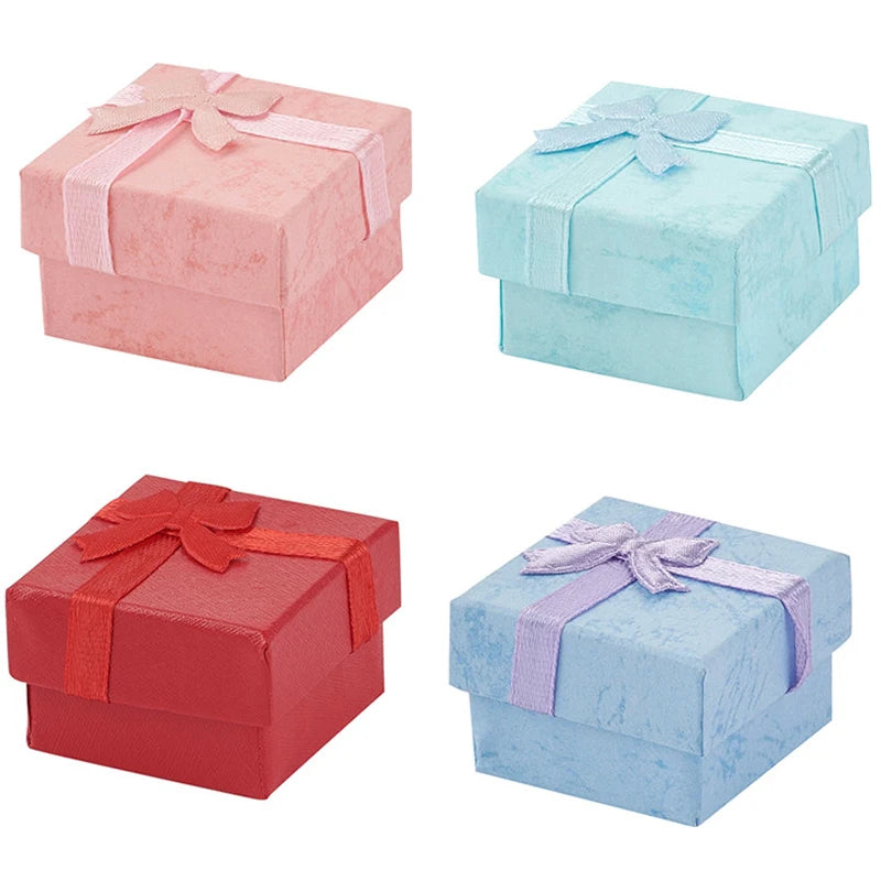 12pcs Jewelry Gift Boxes with Satin Ribbons 41x41x26mm