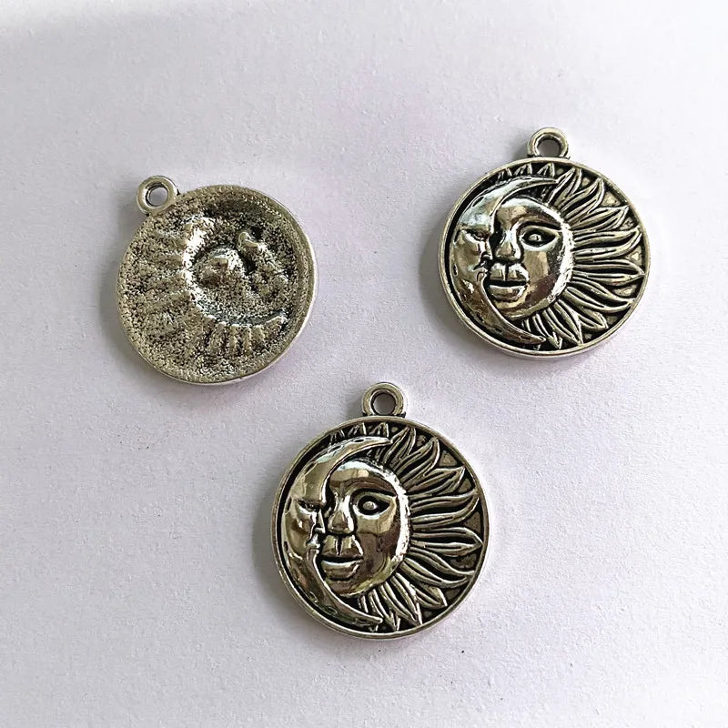 12pcs Moon Sun Charms Pendants Findings Jewelry Making Diy Necklace Crafts