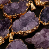 12pcs Natural Crystal Raw Stone Ore Pendant Irregular Amethyst Charms