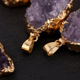 12pcs Natural Crystal Raw Stone Ore Pendant Irregular Amethyst Charms