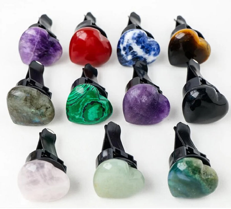 12pcs Natural Crystal Stone Heart Car Air Outlet Decoration
