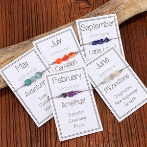 12pcs Natural Birthstone Beaded Bracelet Amethyst Rose Quartz Birthday Jewelry