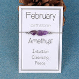 12pcs Natural Birthstone Beaded Bracelet Amethyst Rose Quartz Birthday Jewelry