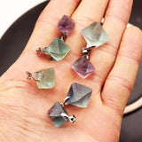 12pcs Fluorite Raw Stone Pendants for Jewelry Making