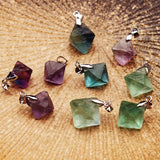 12pcs Fluorite Raw Stone Pendants for Jewelry Making