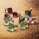 12pcs Fluorite Raw Stone Pendants for Jewelry Making