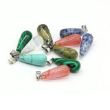 12pcs Agates Water Drop Shape Unakite Quartz Pendant 10x30mm