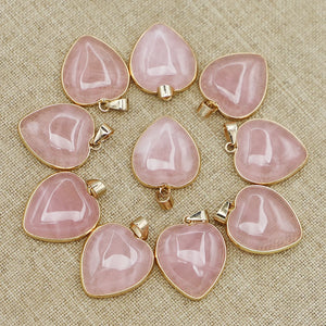 12pcs Natural Stone Heart Pendants necklace for women Charms Jewelry