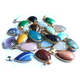 12pcs Sodalite Agates Teardrop Golden Plated Necklace Pendants