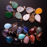 12pcs Sodalite Agates Teardrop Golden Plated Necklace Pendants