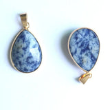 12pcs Sodalite Agates Teardrop Golden Plated Necklace Pendants