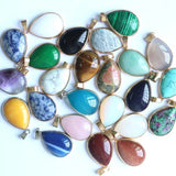 12pcs Sodalite Agates Teardrop Golden Plated Necklace Pendants